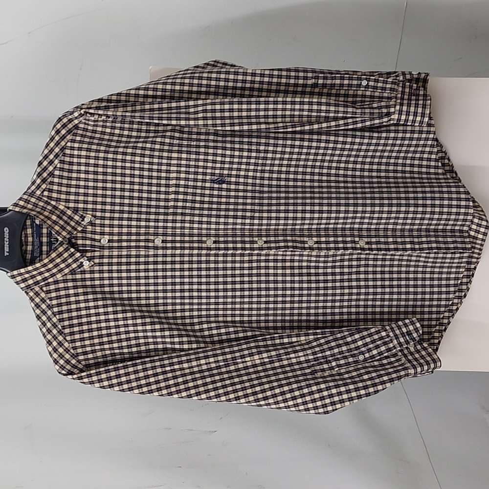 Nautica Men's Medium Plaid Button Down Long-Sleeve Shirt